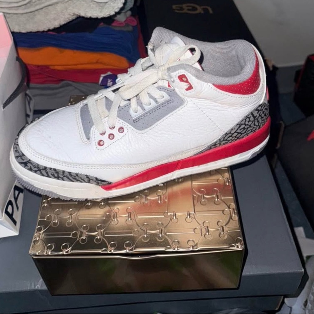 White and Red Athletic Sneakers